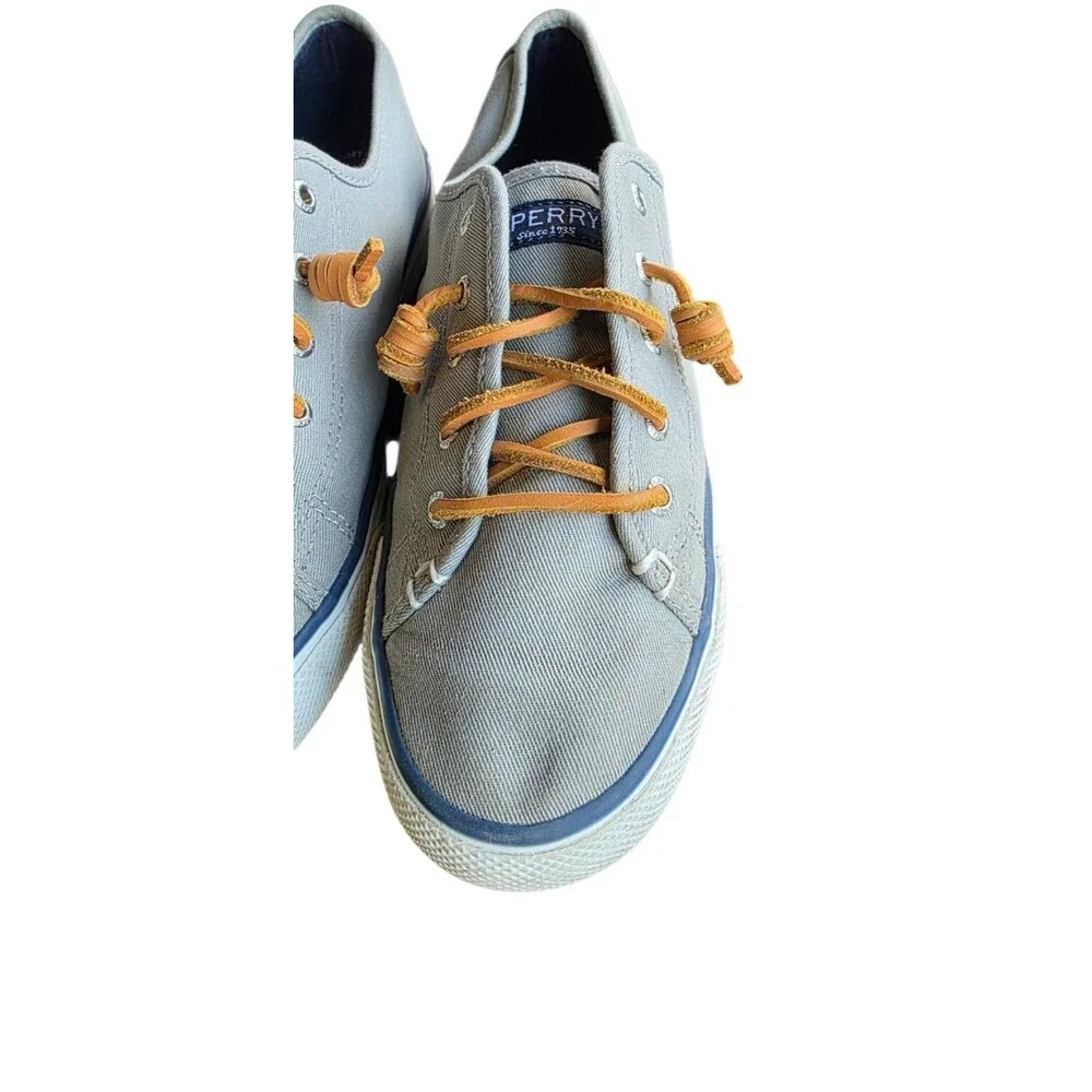 Sperry Top Sider Men's Gray Canvas Boat Deck Shoes Size 9.5 M